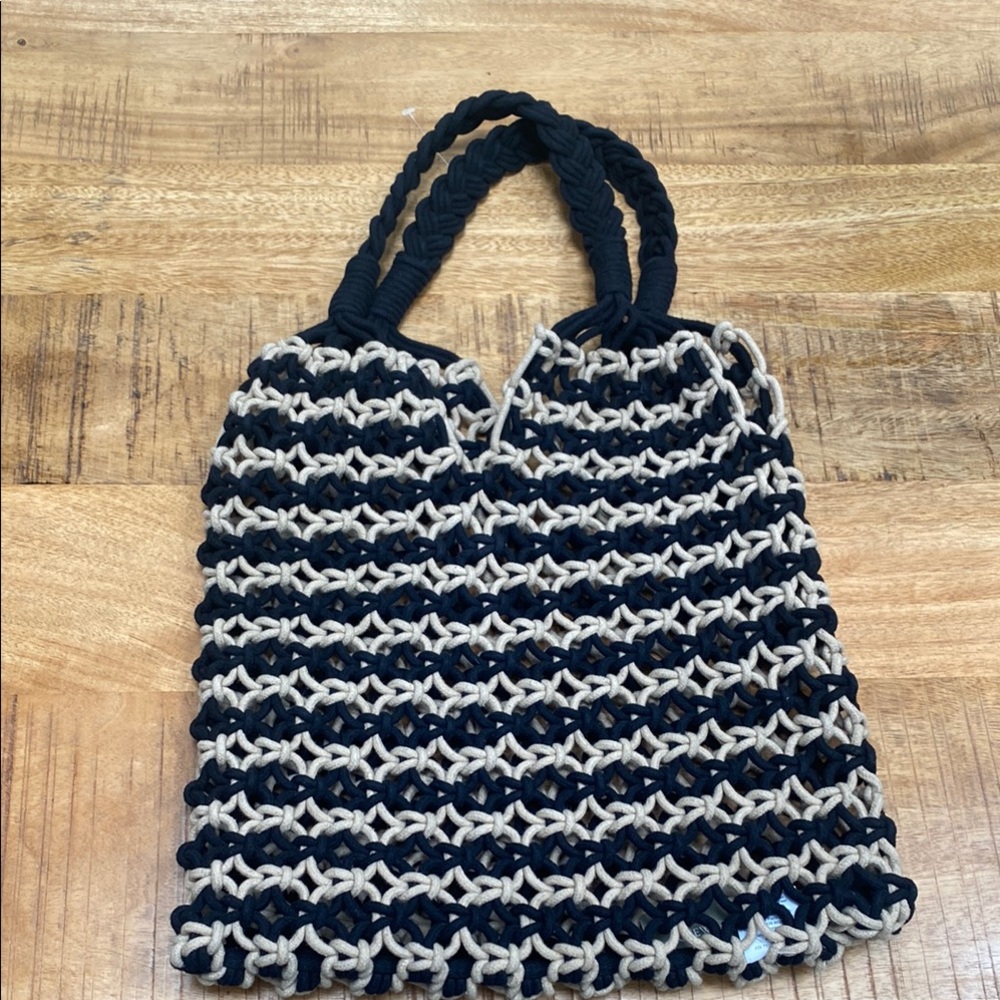J. Crew Black and Tan Structured Tote Bag